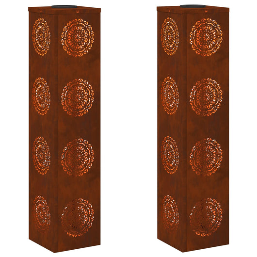 Faro LED solare per sentieri 2 pcs Acciaio Corten 879792