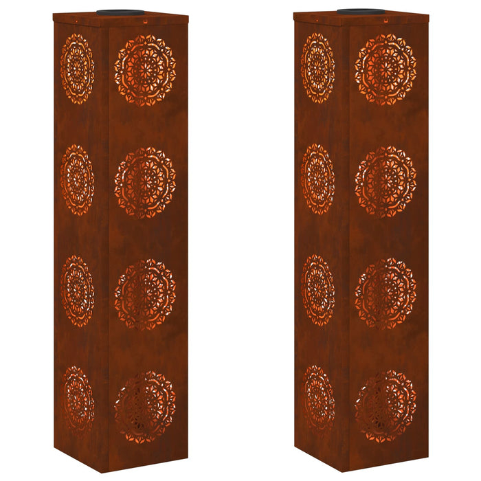 Faro LED solare per sentieri 2 pcs Acciaio Corten 879792