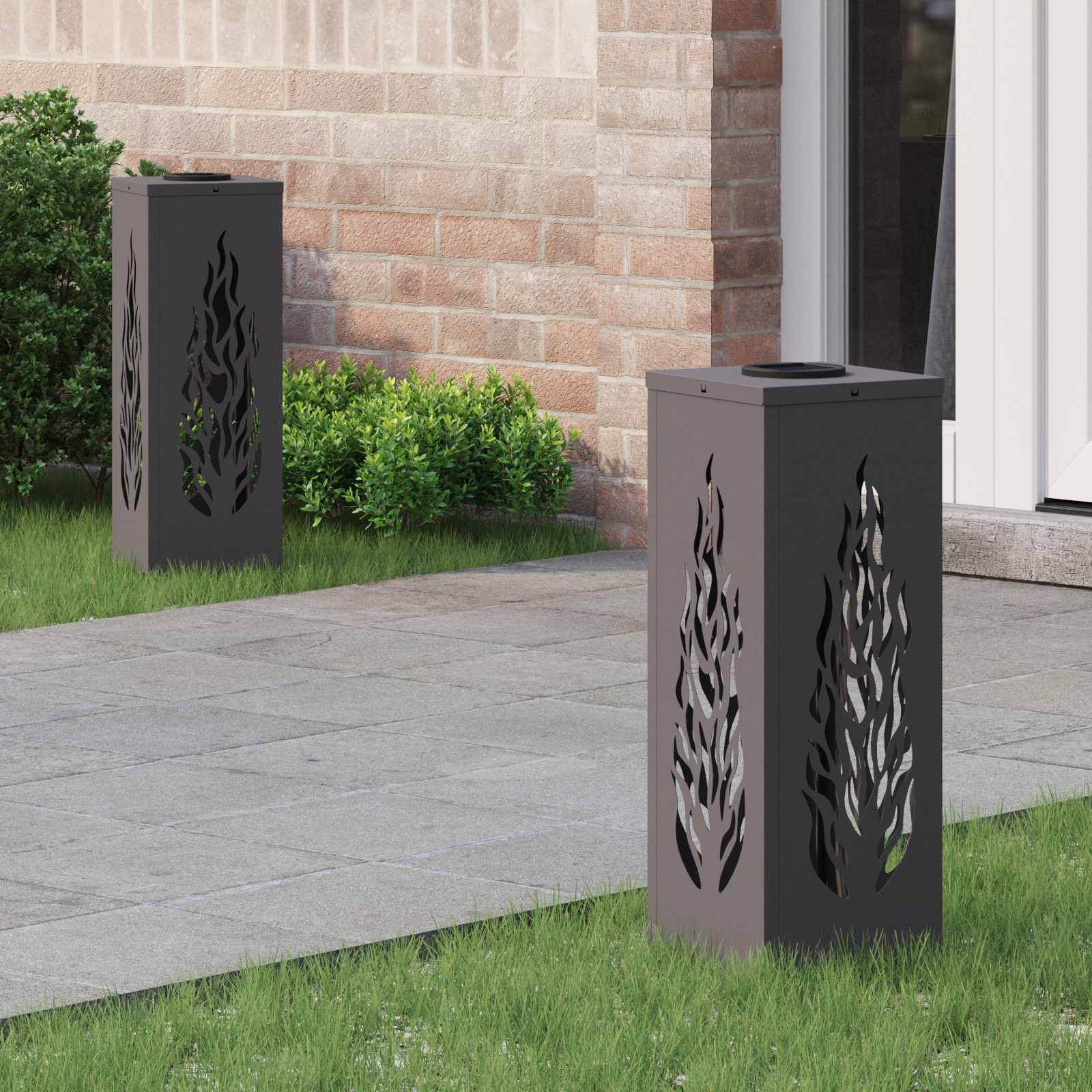 Faro LED solare per sentieri 2 pcs Nero 879793