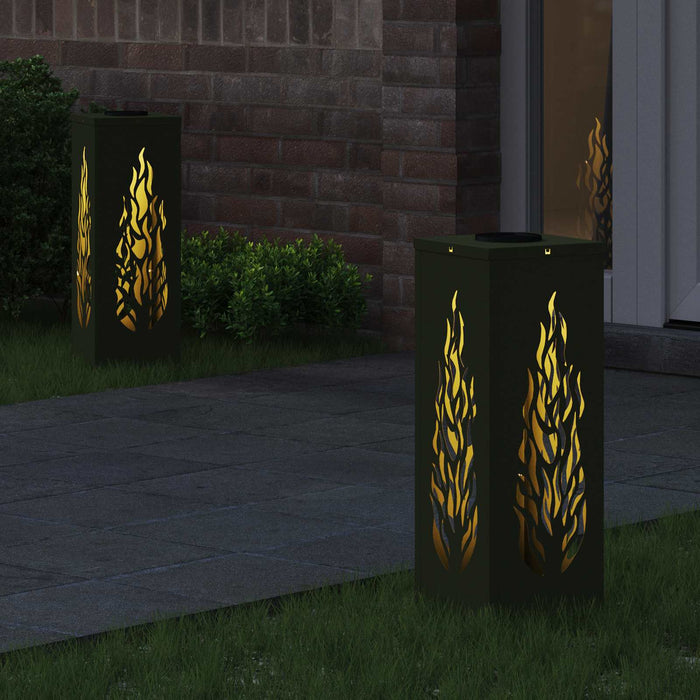 Faro LED solare per sentieri 2 pcs Verde oliva 879796