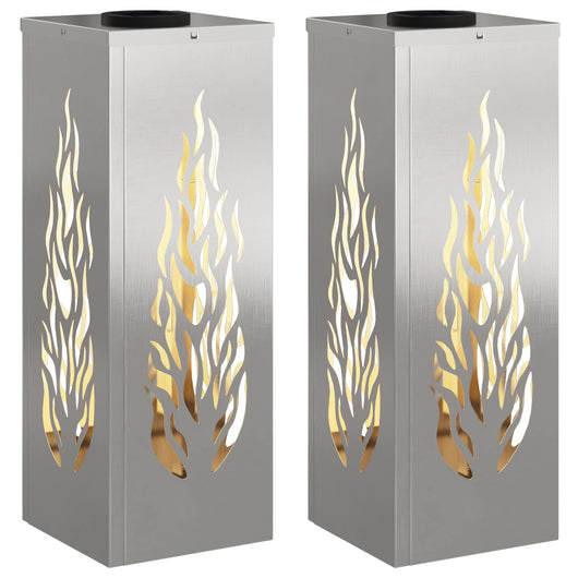 Faro LED solare per sentieri 2 pcs Acciaio inossidabile 879797