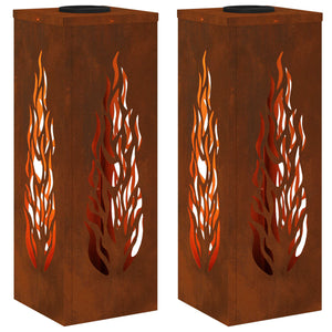 Faro LED solare per sentieri 2 pcs Acciaio Corten 879799