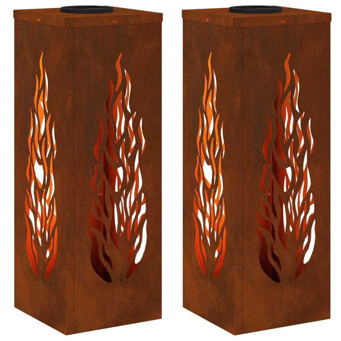 Faro LED solare per sentieri 2 pcs Acciaio Corten 879799