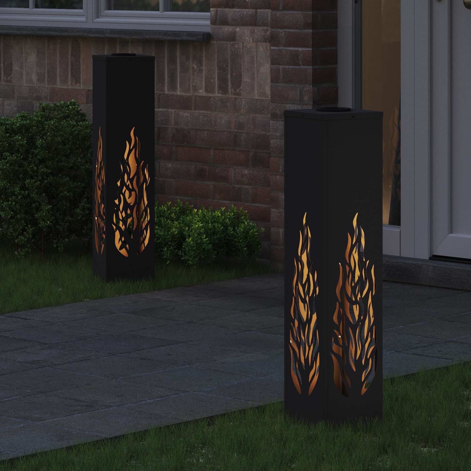 Faro LED solare per sentieri 2 pcs Nero 879800