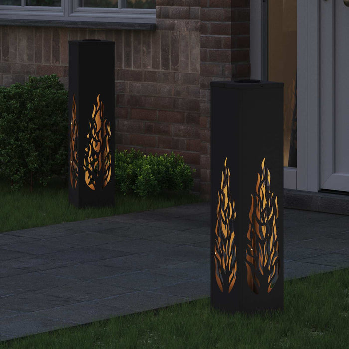 Faro LED solare per sentieri 2 pcs Nero 879800