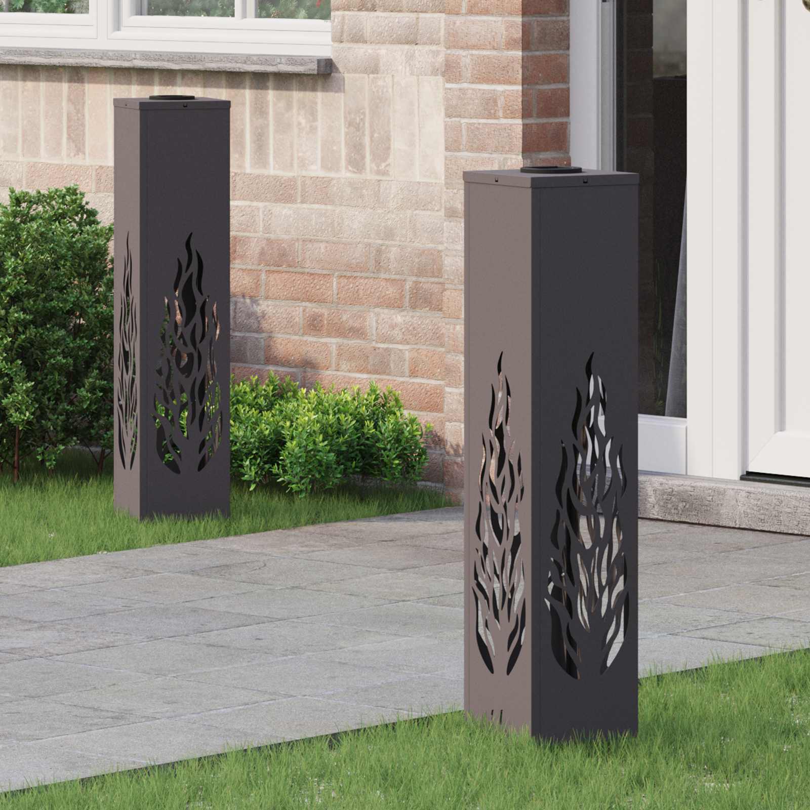 Faro LED solare per sentieri 2 pcs Nero 879800