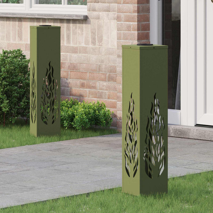 Faro LED solare per sentieri 2 pcs Verde oliva 879803