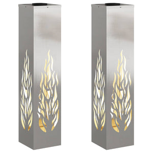 Faro LED solare per sentieri 2 pcs Acciaio inossidabile 879804