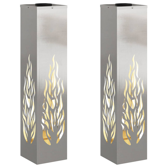 Faro LED solare per sentieri 2 pcs Acciaio inossidabile 879804