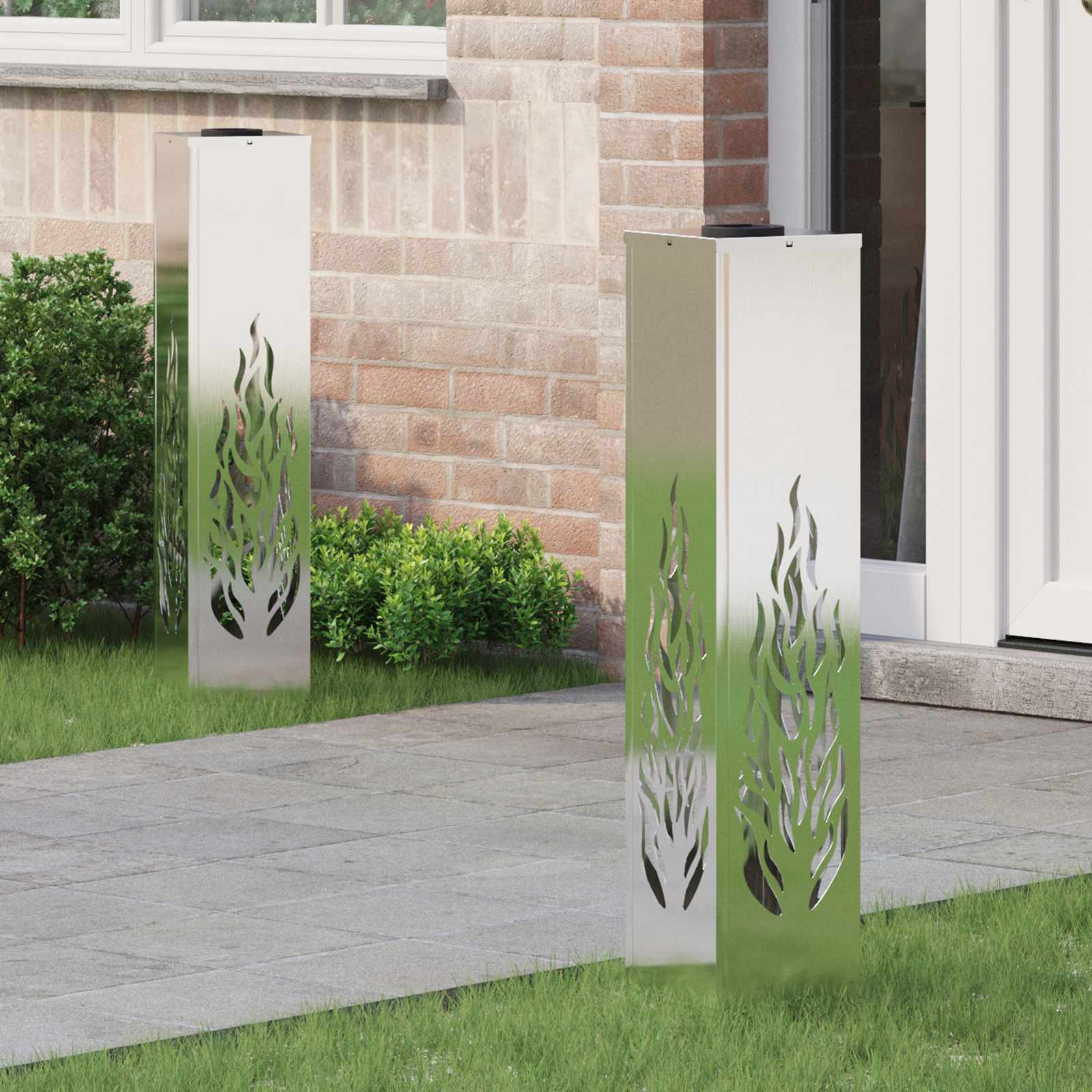 Faro LED solare per sentieri 2 pcs Zincato Zincato 879805