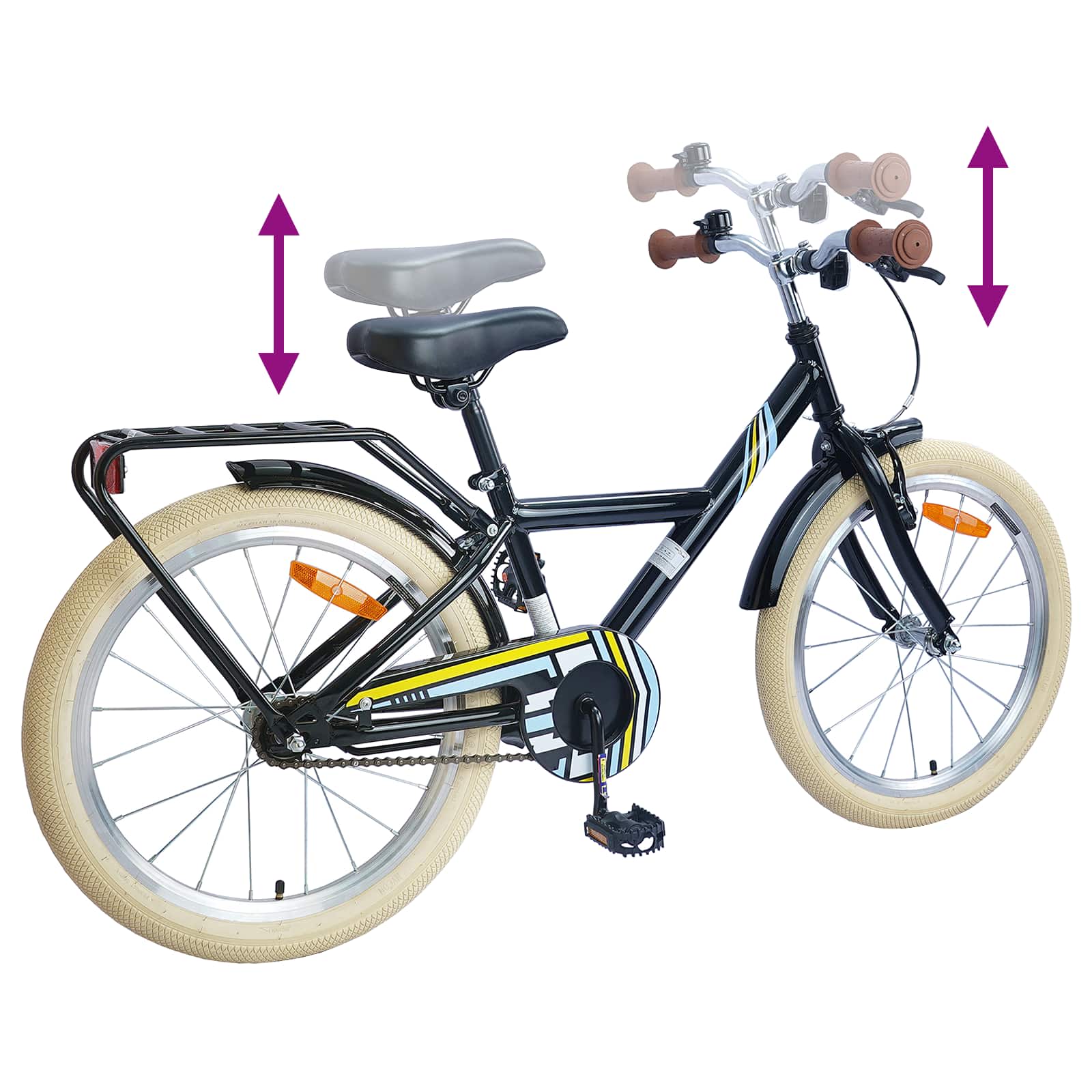 Bicicletta per Bambini 24 Pollici per 8-12 anni Nero 42009488