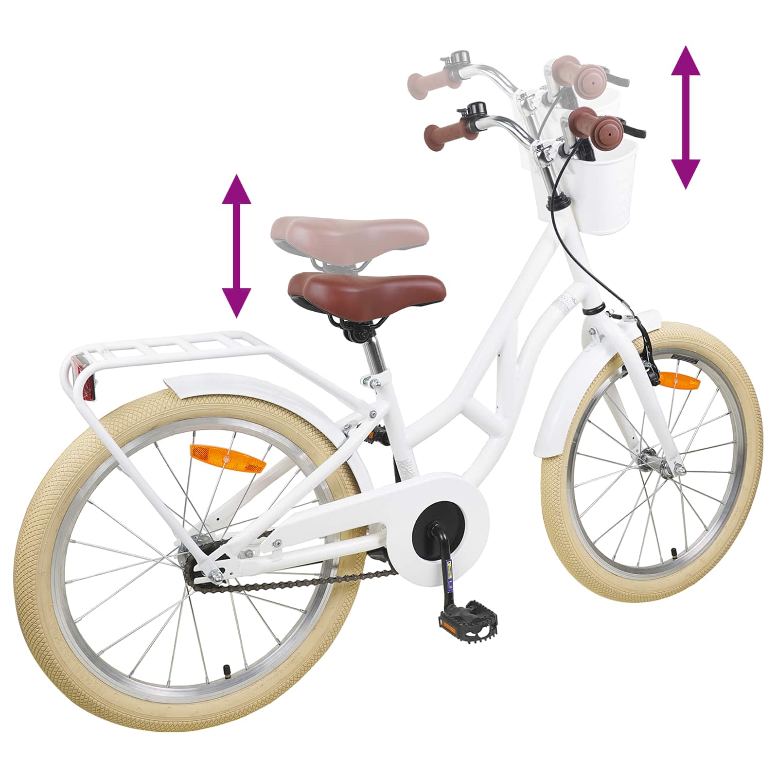 Bicicletta per Bambini 24 Pollici per 8-12 anni Bianco 42009699
