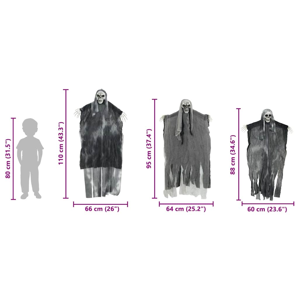 Fantasma appeso di Halloween 3 pcs Nero 66 x 110 cm Poliestere 42020045