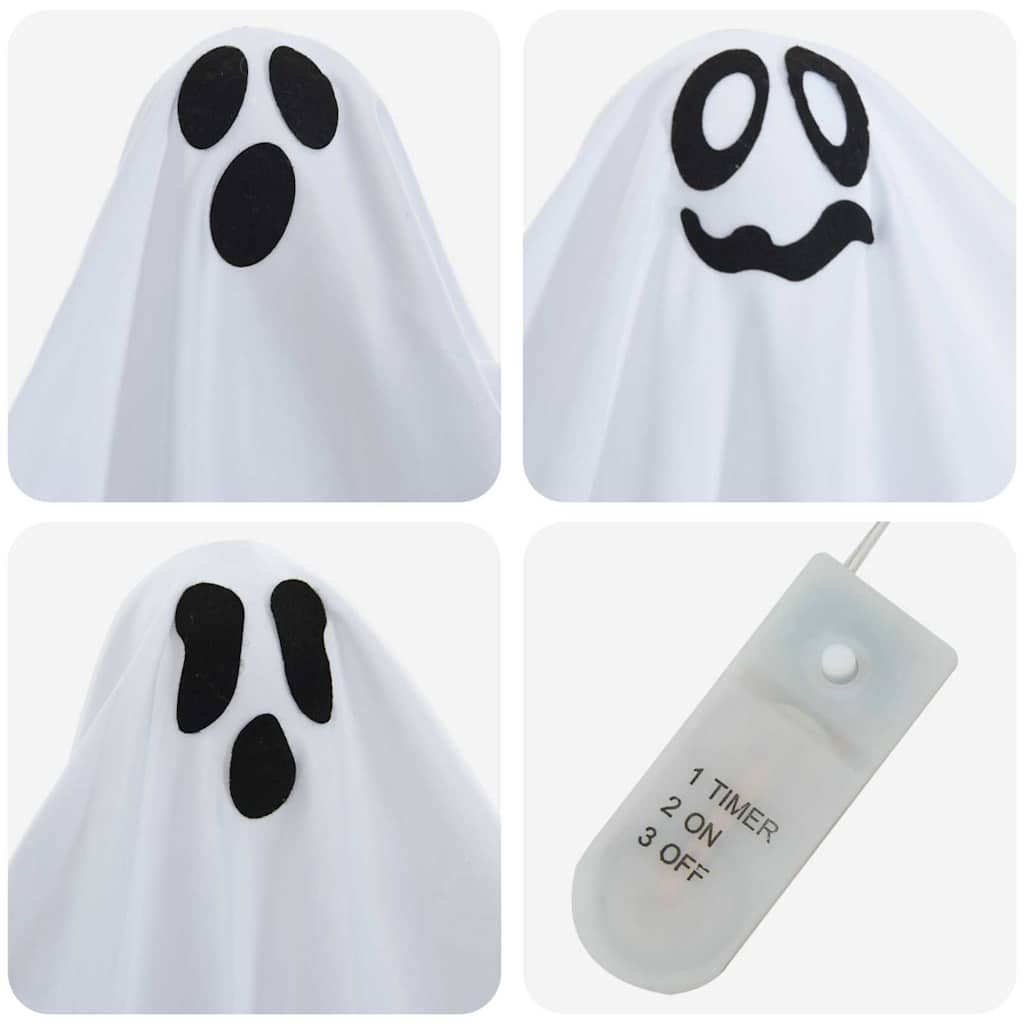 Fantasma appeso di Halloween con 3 LED 3 pcs Bianco 52 x 62 cm 42020046