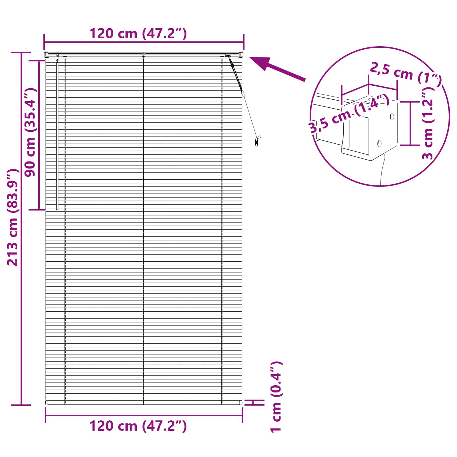 Tenda Veneziana Regolabile Grigio Argento 213 x 120 cm PVC 42003701