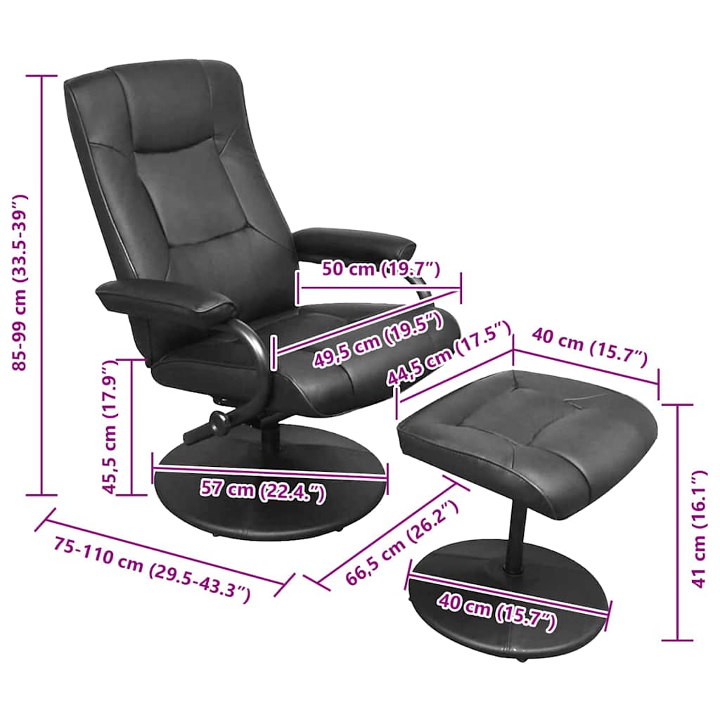 Poltrona reclinabile Nero 66,5 x 75 x 99 cm Pelle sintetica 42020646