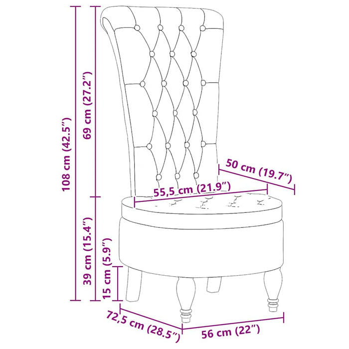 Poltrona Slipper Nero 56,5 x 70 x 110 cm Velluto 42020690