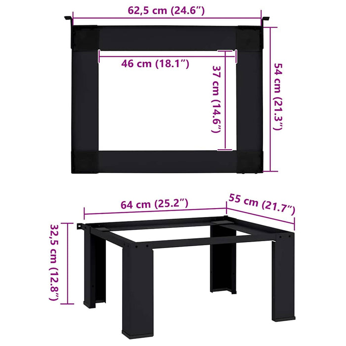 Pedestallo per Lavatrice Nero 64 x 55 x 32.5 cm Acciaio 42022033