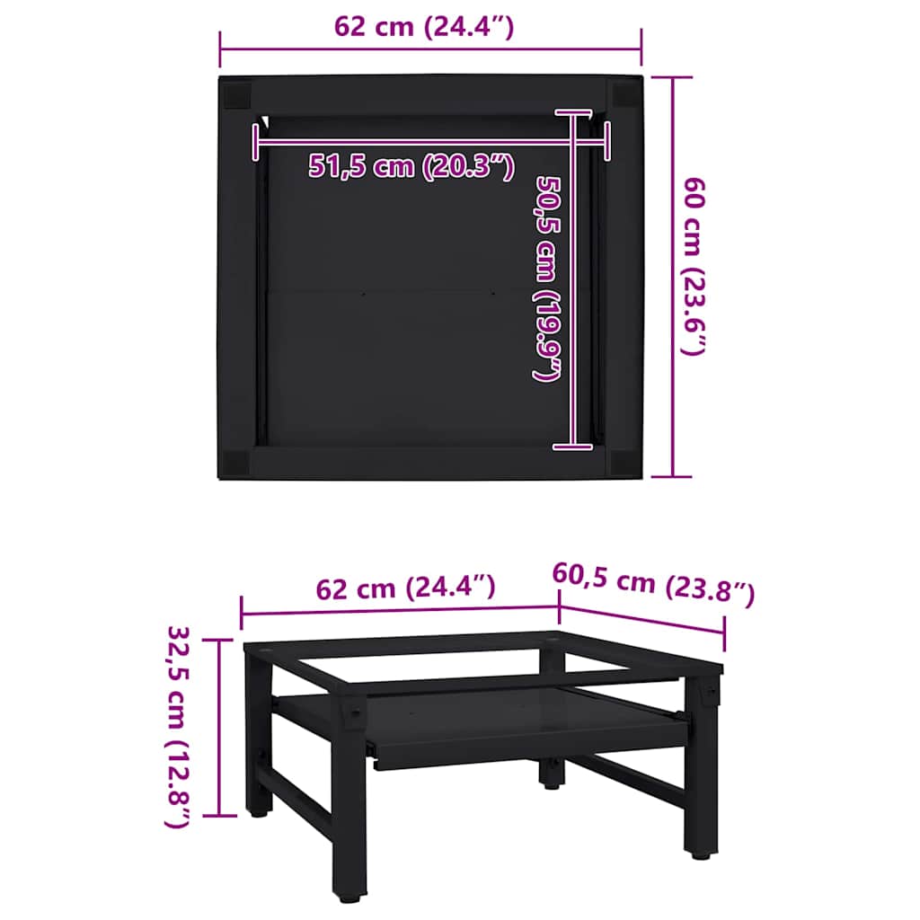 Pedestallo per Lavatrice Nero 64 x 55 x 32.5 cm Acciaio 42022040