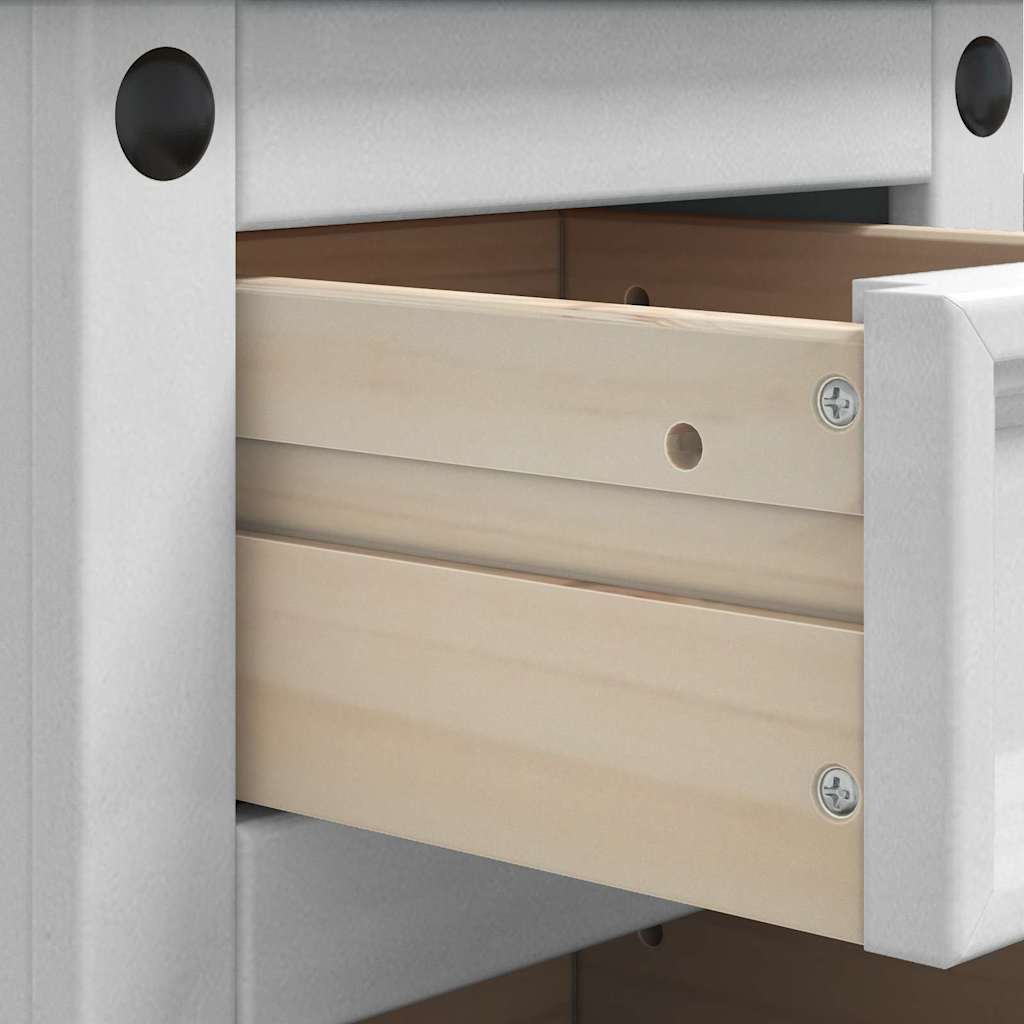 Comodino con cassetto Bianco 35 x 32,5 x 74 cm Pino massello 42021185