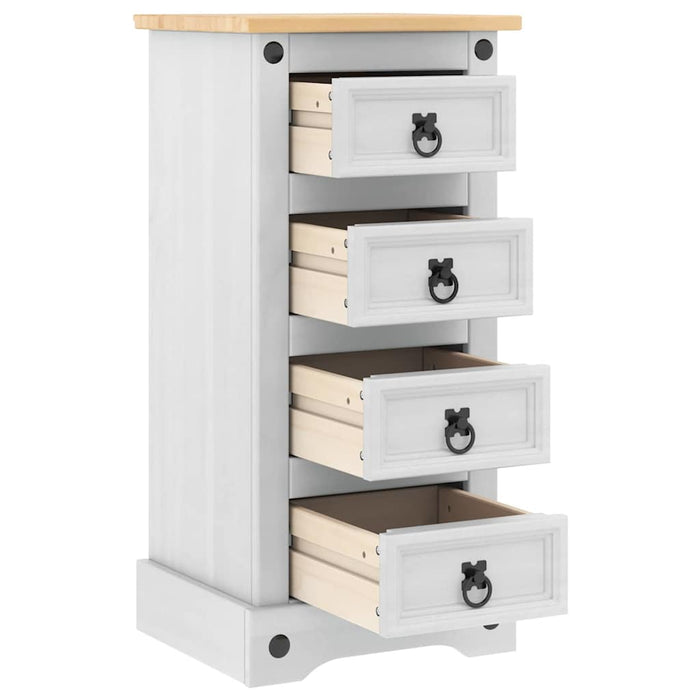 Comodino con cassetto Bianco 35 x 32,5 x 74 cm Pino massello 42021185