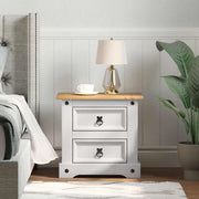 Comodino con cassetto Bianco 53 x 39 x 47 cm Pino massello 42021188