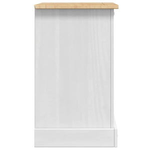 Comodino con cassetto-Tavolino da notte Bianco 53 x 39 x 66 cm Pino massello