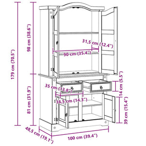 Credenza con cassetto Bianco 100 x 48,5 x 179 cm Pino massello 42021199