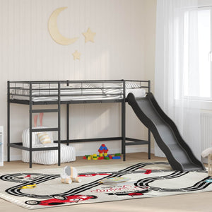 Letto loft per bambini con scivolo Nero e antracite 42020773