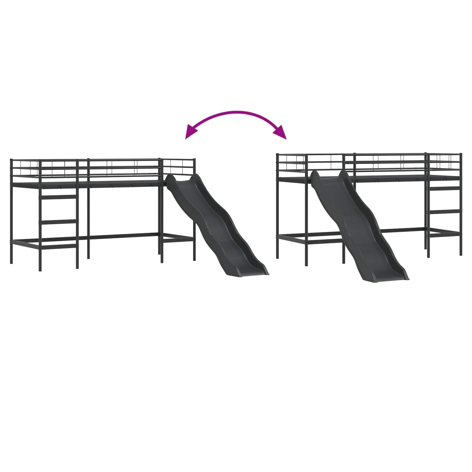 Letto loft per bambini con scivolo Nero e antracite 42020773