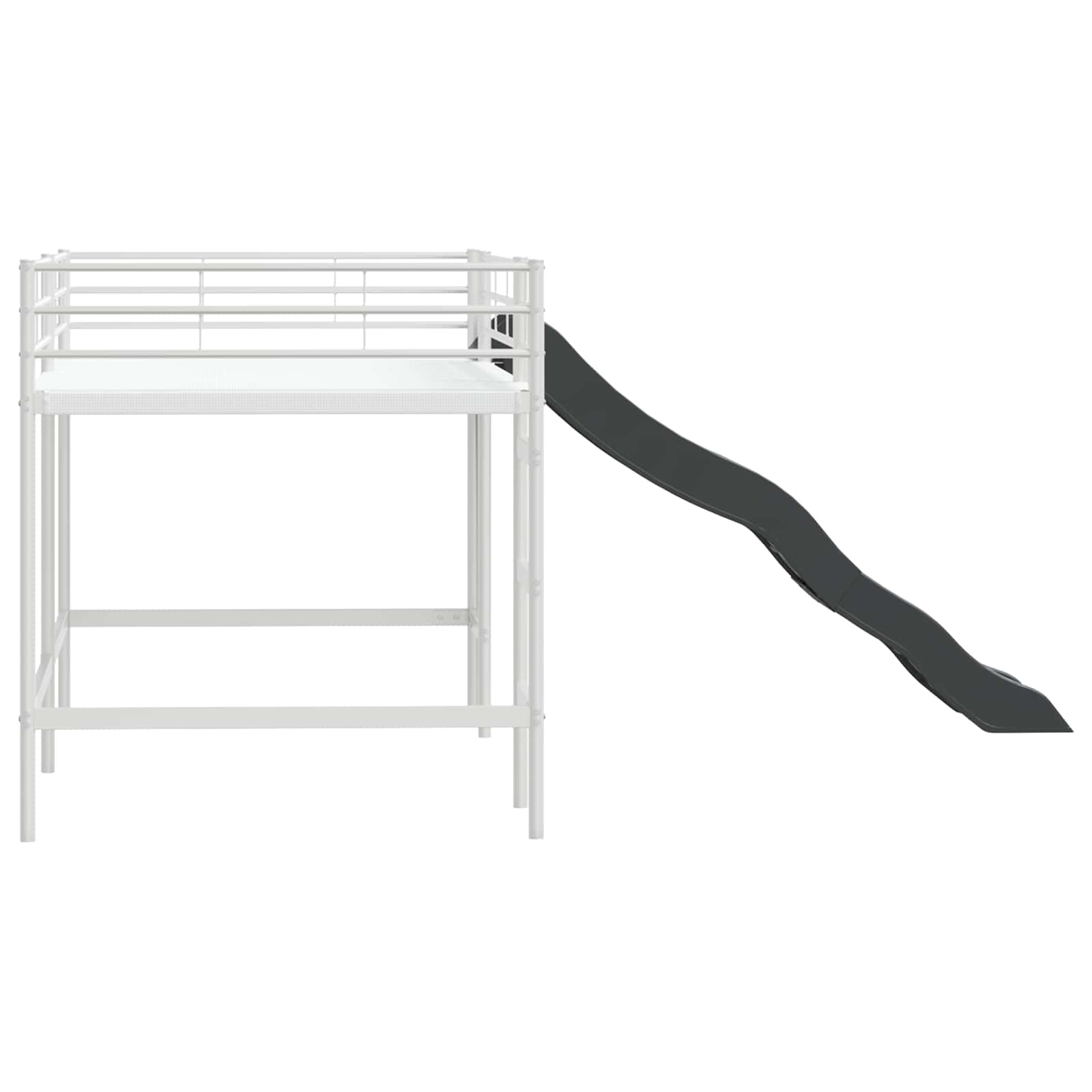 Letto loft per bambini con scivolo Bianco e Antracite
