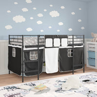 Struttura del Letto Loft per Bambini con Tendine Nero 42020788