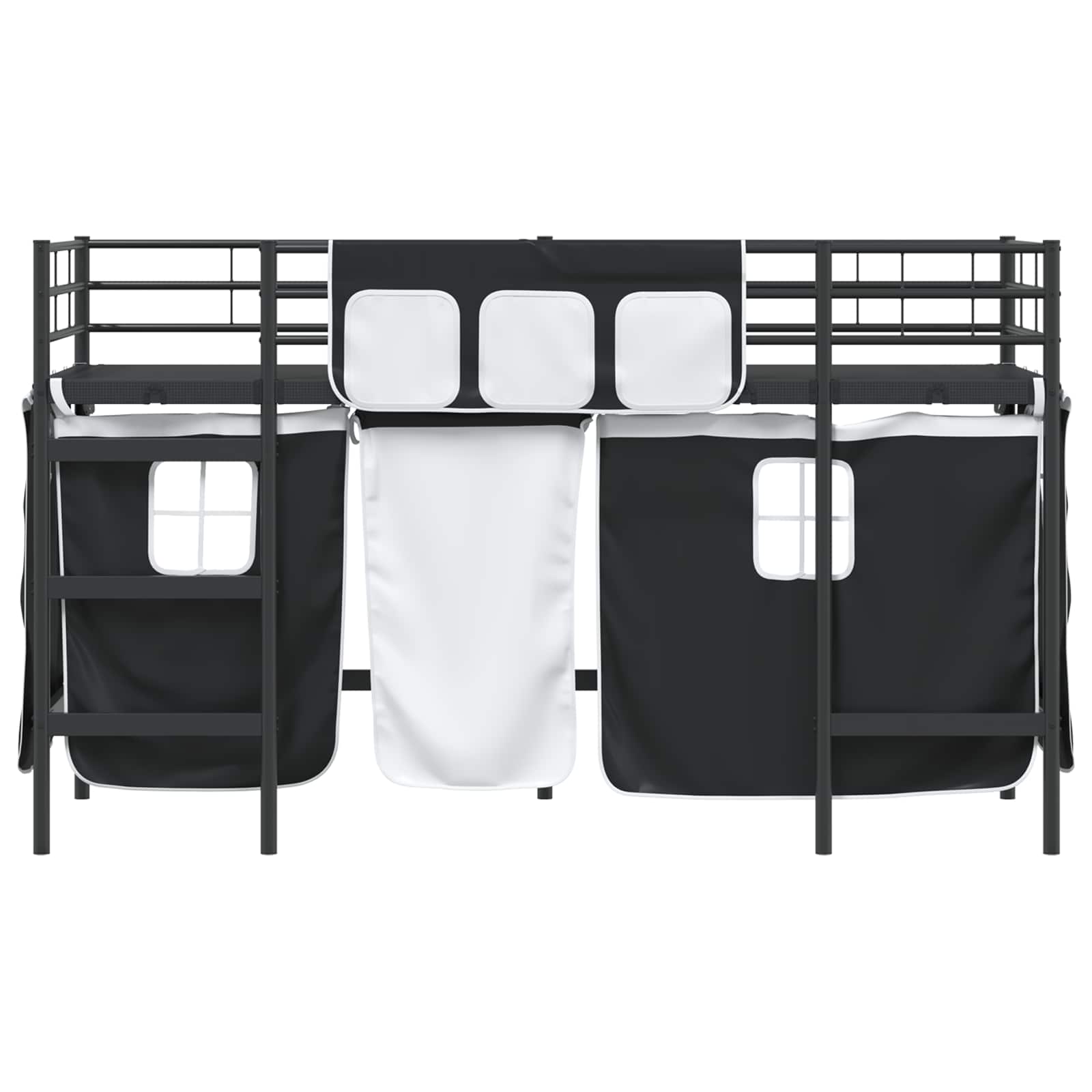 Struttura del Letto Loft per Bambini con Tendine Nero 42020791