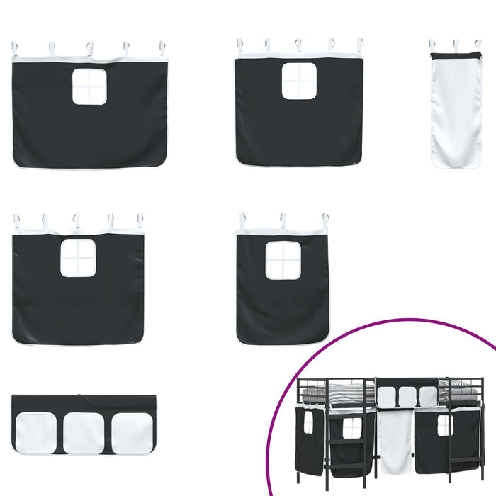 Struttura del Letto Loft per Bambini con Tendine Nero 42020791