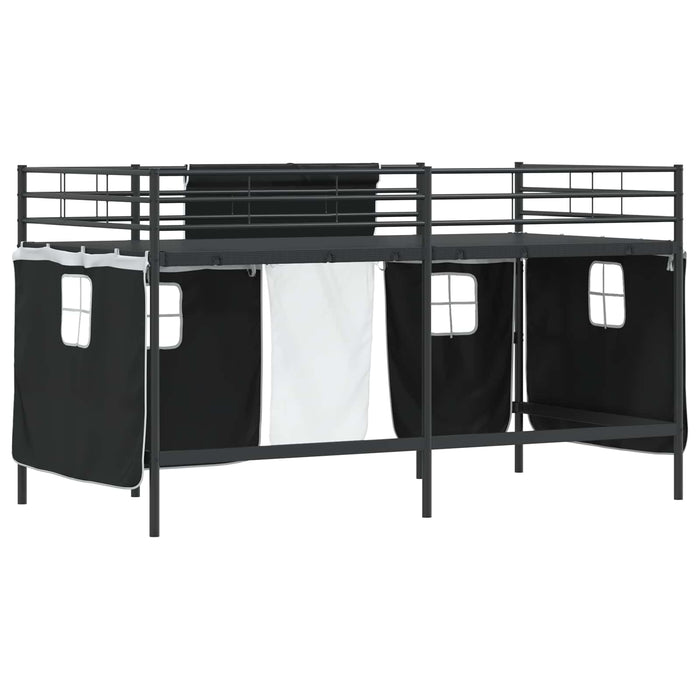 Struttura del Letto Loft per Bambini con Tendine Nero 42020792