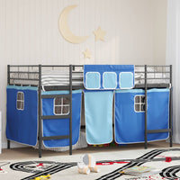 Struttura del Letto Loft per Bambini con Tendine Nero e Blu 42020799