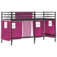Struttura del Letto Loft per Bambini con Tendine Nero e rosa 42020801