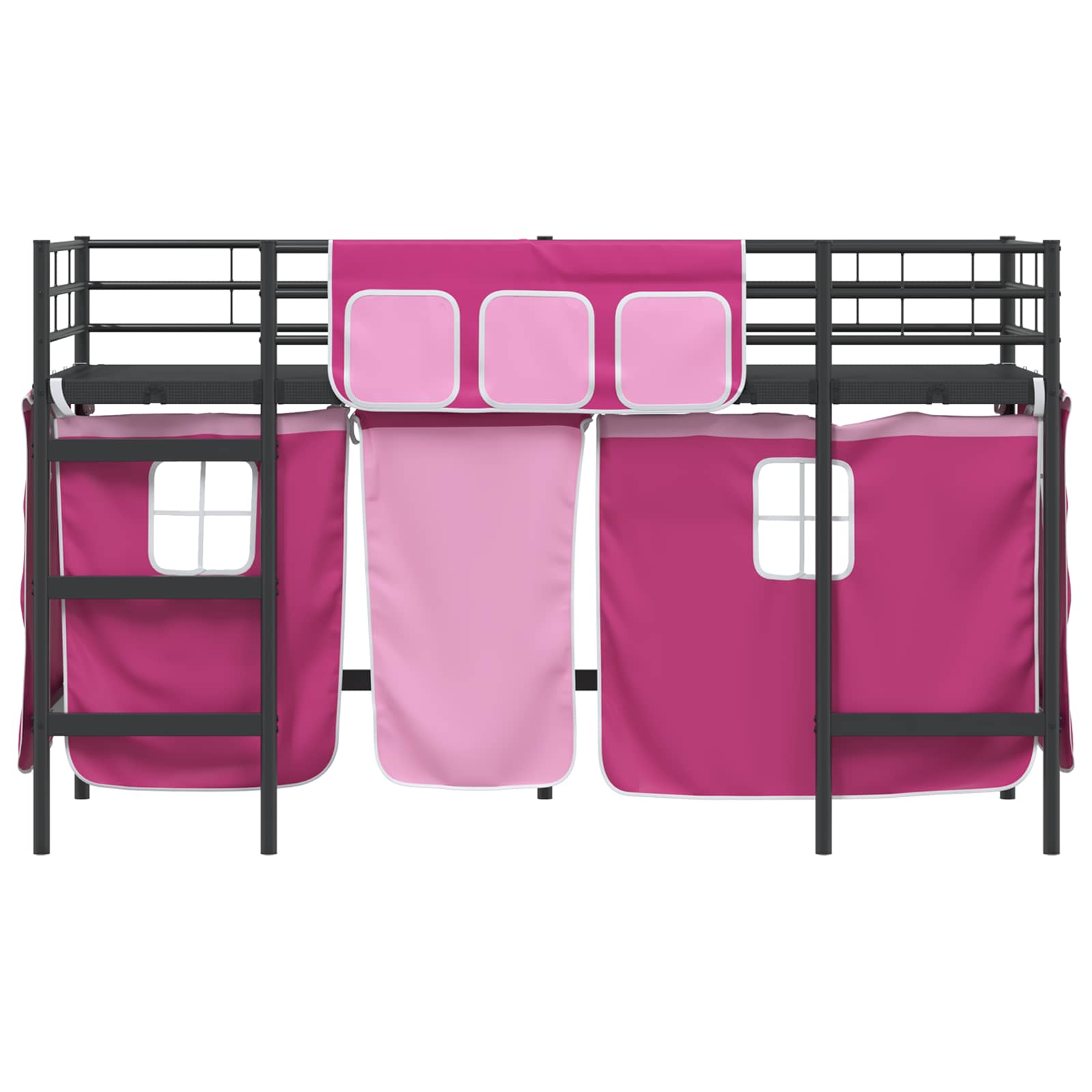 Struttura del Letto Loft per Bambini con Tendine Nero e rosa 42020801