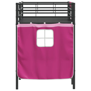 Struttura del Letto Loft per Bambini con Tendine Nero e rosa 42020801