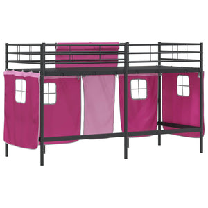 Struttura del Letto Loft per Bambini con Tendine Nero e rosa 42020803