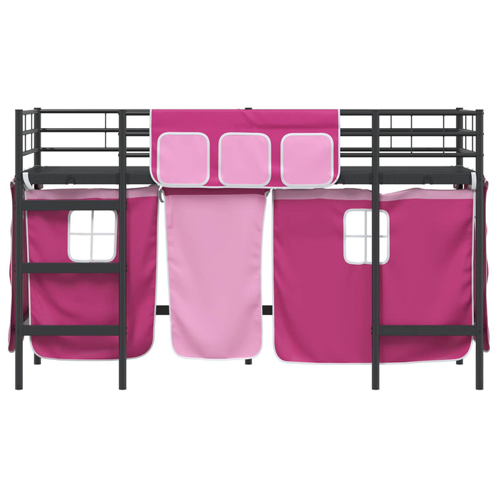 Struttura del Letto Loft per Bambini con Tendine Nero e rosa 42020803