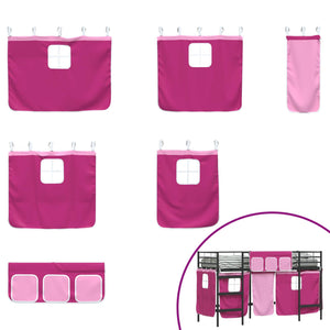 Struttura del Letto Loft per Bambini con Tendine Nero e rosa 42020803