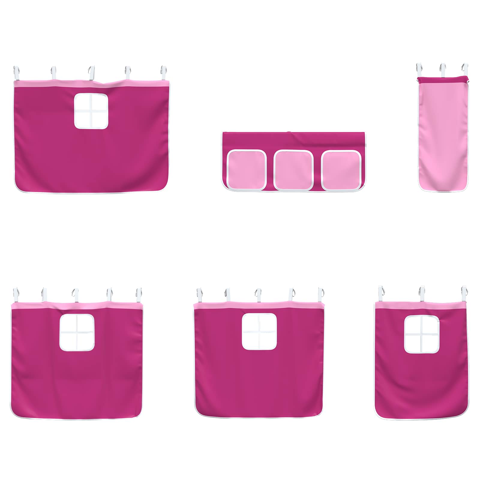 Struttura del Letto Loft per Bambini con Tendine Nero e rosa 42020805