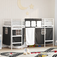 Struttura del Letto Loft per Bambini con Tendine Bianco e Nero 42020808