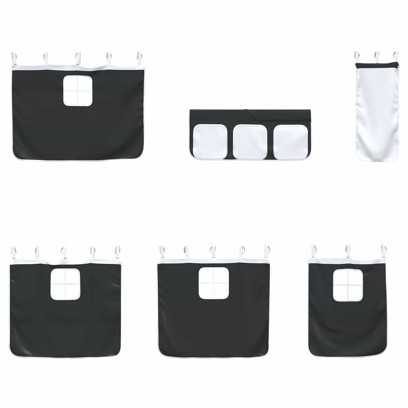 Struttura del Letto Loft per Bambini con Tendine Bianco e Nero 42020808