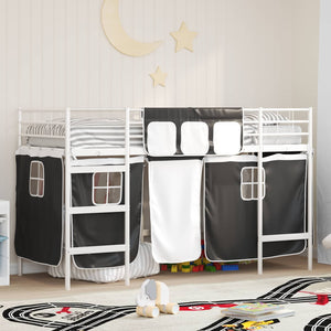 Struttura del Letto Loft per Bambini con Tendine Bianco e Nero 42020810