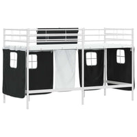 Struttura del Letto Loft per Bambini con Tendine Bianco e Nero 42020810
