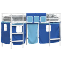 Struttura del Letto Loft per Bambini con Tendine Bianco e Blu 42020819