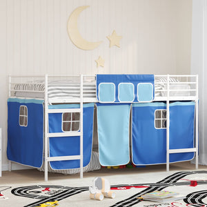 Struttura del Letto Loft per Bambini con Tendine Bianco e Blu 42020820