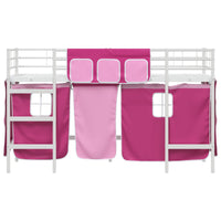 Struttura del Letto Loft per Bambini con Tendine Bianco e Rosa 42020822